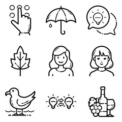 Essential Flat Icon Set Isolated On White Background
