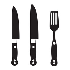 Professional Chef Knife Silhouettes: Clean Vector Design