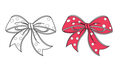 Hair ribbon illustration vector, tatto style, hand drawn vector isolated on a white background