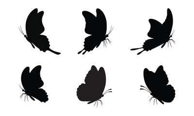 Butterfly silhouette bundle vector illustration isolated on white background