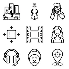 Essential Flat Icon Set Isolated On White Background