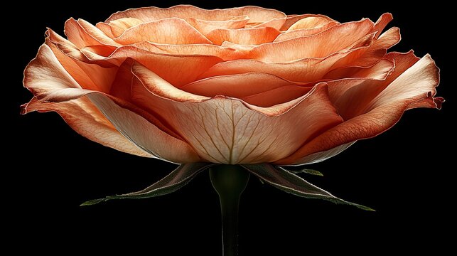 Peach rose, close-up, black background, studio shot, floral design