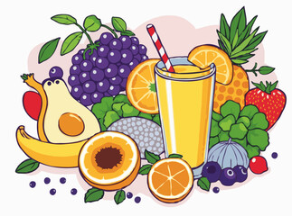 Vibrant Smoothie Ingredients in Vector Illustration