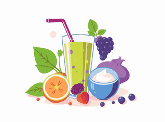 Vibrant Smoothie Ingredients in Vector Illustration