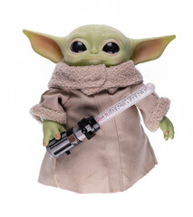 Naklejka premium Kazakhstan, Almaty, February 7, 2025: Star Wars, portrait of Yoda Grogu