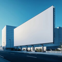 Obraz premium Blank Hoarding for Advertisement on Blue Background