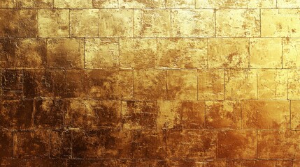 Obraz premium A wall made of gold bricks with a rough texture