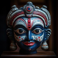 Naklejka premium Traditional Indian Mask with Intricate Design and Bold Colors