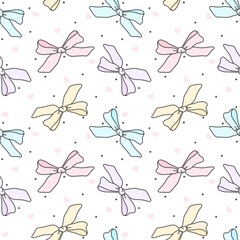 Coquette pastel bow seamless pattern,Whimsical preppy bow,Cute ribbon bow,Printable repeat digital paper,Papers for fabric print. Ideal for fabric,scrapbooking,banner , card, wrapping paper