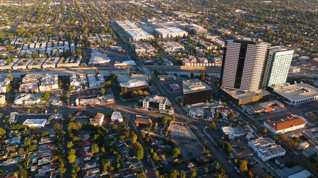Aerial View of Burbank California at Sunrise 2 November 2024