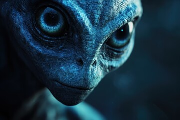 Close-up of an Alien's Face with Blue Eyes