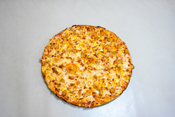 Traditional Turkish cuisine. Pizza, pita, pidesi, sucuk, hummus, kebab. Many dishes on the table. Serving dishes in restaurant. Margherita,  mix, formaggi, veggie karisik pizza. Top view, flat lay