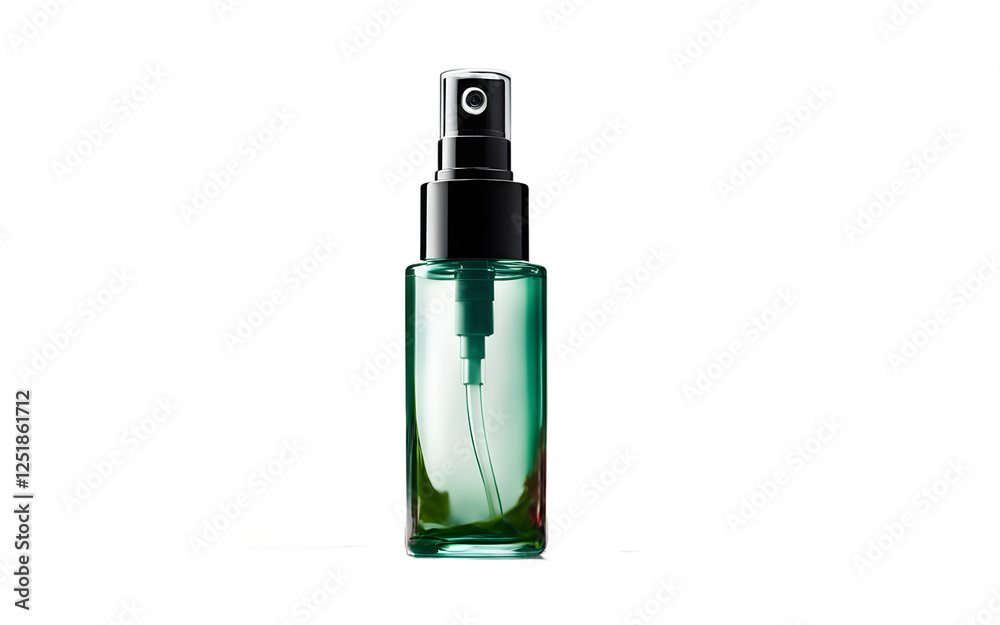 Poster a stylish travel-size face mist bottle with a fine spray nozzle on a empty plain background