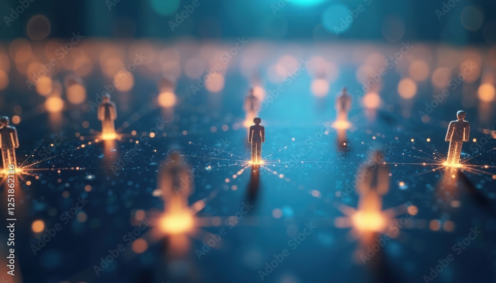 Leinwandbilder connected people figurines symbolize business networking, social media. concept links human resource
