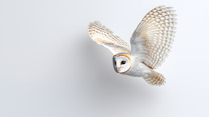 Owl is flying isolated on white background