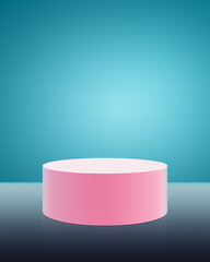 Empty pink pedestal podium for display products