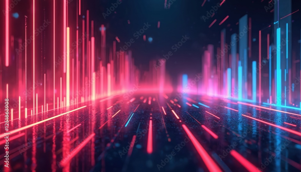Aufkleber abstract neon wallpaper with glowing colorful vertical lines generated by ai. modern dark tech backg