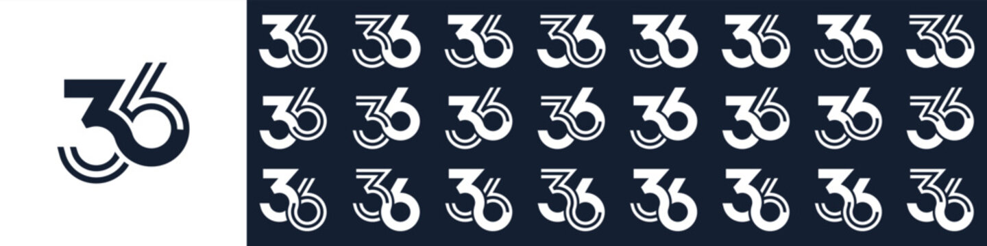 collection of creative number 36 logo designs. abstract thirty-six design vector illustration