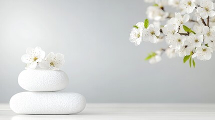Serenity Spa stones, blossoms, calm background