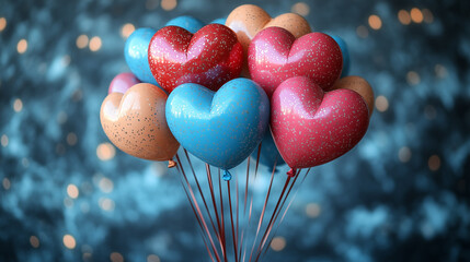  Heart-shaped orbs against a bokeh background.