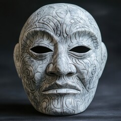 Intricate Carved Mask with Traditional Patterns and Expression
