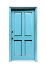 Classic molded framed entry wooden blue door, isolated on white background