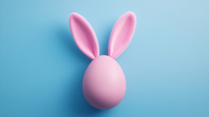 Obraz premium Minimal Easter Bunny Decorated Egg Flat Lay