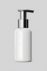 Obraz premium Cosmetic serum pump white bottle, dispenser container mock up. Foundation cream jar, airless pump dispenser design isolated on white background