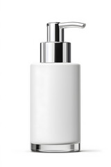 Obraz premium Cosmetic serum pump white bottle, dispenser container mock up. Foundation cream jar, airless pump dispenser design isolated on white background