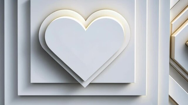 Abstract white geometric heart pattern on symmetrical textured background. The 14th of February. Happy Valentine's Day