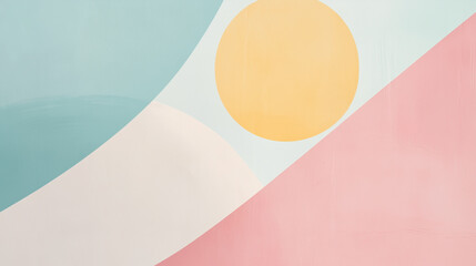  Pastel geometric background with circle and triangles.