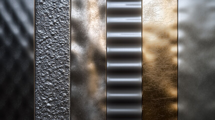 A collection of metallic and textured panels.