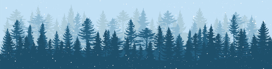 Pine forest silhouette wood tree background wild vector image