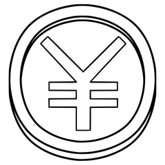 yen coin illustration hand drawn outline vector