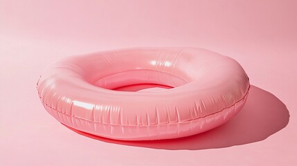 Inflatable Donut Pool Float on Pastel Pink Background