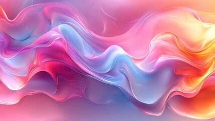 Obraz premium Vibrant Flowing Abstract Waves in Soft Pink and Blue Hues