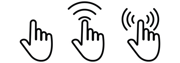 Computer mouse click cursor arrow icons. Clicking cursor set. Hand cursors click icons . flat design eps 888.