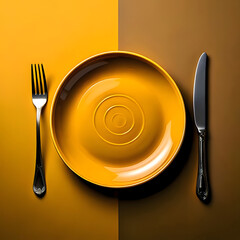 Simple Yellow Plate Setting generative AI