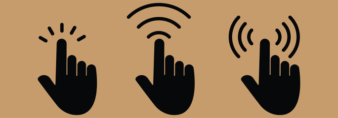 Computer mouse click cursor arrow icons. Clicking cursor set. Hand cursors click icons . flat design eps 888.