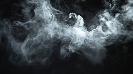 White Smoke Explosion Fragments on Black Background