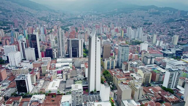 Vibrant Cityscape with Historic and Modern Buildings - Medellin, Colombia