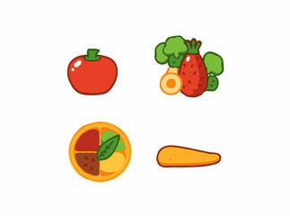 Balanced Diet Food Groups Vector Icons for Nutrition Websites
