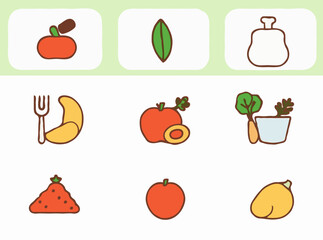 Balanced Diet Food Groups Vector Icons for Nutrition Websites