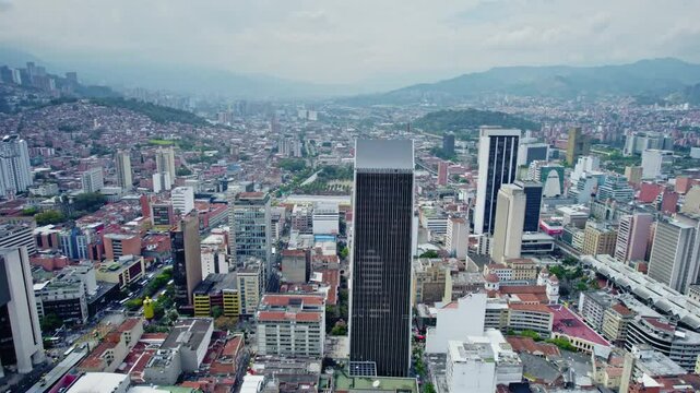 Vibrant Cityscape with Historic and Modern Buildings - Medellin, Colombia