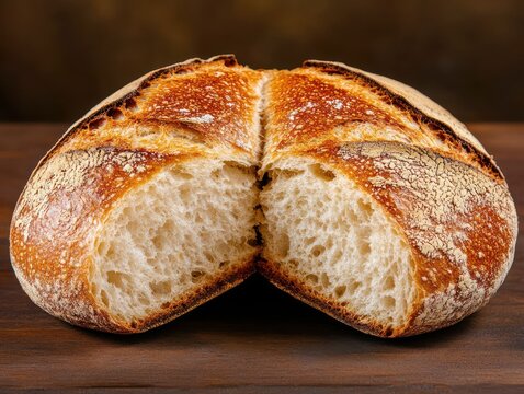 Freshly baked bread, split in half, symbolizes the body of Christ during Maundy Thursday's Holy Communion, highlighting a sacred moment of reflection and sharing