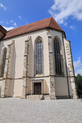 Historische Kirche in der Altstadt von Backnang im Rems-Murr-Kreis	