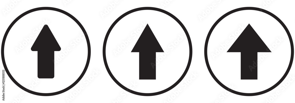 Poster up arrow circle vector icon . up pointing sign. white background. outline and filled version .