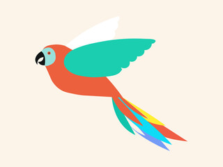 colorful parrot flat design vector illustration