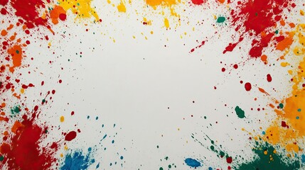 Obraz premium Vibrant splashes of color on white background symbolizing energetic holi festival celebration concept