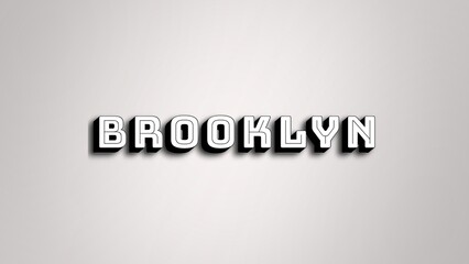 Bold 'Brooklyn' text design in black and white 3D-style typography on a vibrant gray background, inspired by sports and city branding aesthetics.